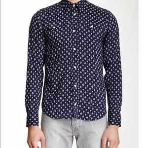 Sandro Blue casual western-style shirt Size 2XL 100%cotton, Long Sleeves. NEW